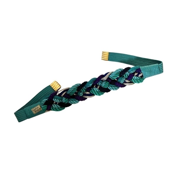 VINTAGE Rope Knot Metallic Turquoise Belt Sz M - Picture 2 of 3